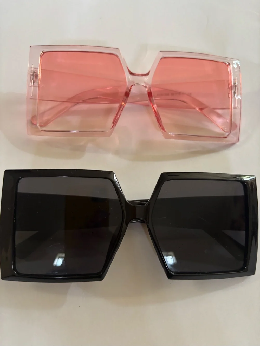 Bold Oversized Square Sunglasses in Black and Pink